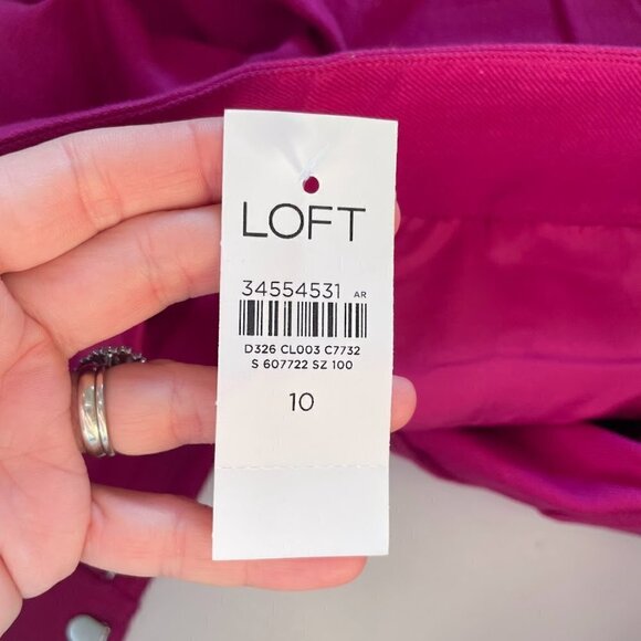 NWT Ann Taylor LOFT Pant Trouser Pink Boot Cut Flare Linen Pleat Barbiecore 10 - Picture 8 of 10